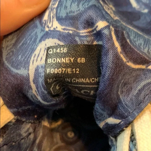 Coach Denim Logo High-Top Sneakers in Blue and White - Picture 9 of 10